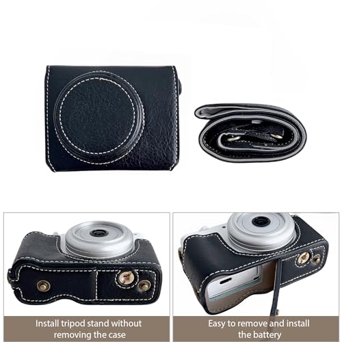 Andoer Digital Camera Protective Case PU Leather Camera Storage Bag with Removable Shoulder Strap Compatible with Sony ZV1-F/ ZV1M2, Brown