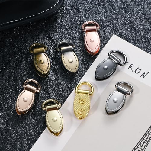 M METERXITY 4-Pack Bag Side Clip Buckle, Metal Purse Suspension Clasp Leaf Shape Handbag Chain Strap Connector with D Ring for Purse/Keyring/DIY Crafts Hardware Accessories [Rose Gold] - color: Rose Gold