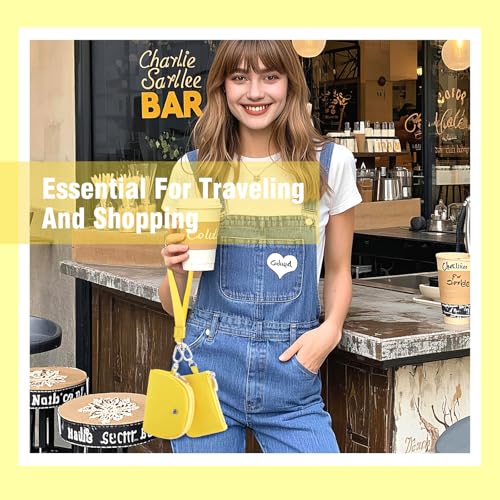 Mini Dual Pouch Wristlet Wallet for Women – Zip Around wristlet Keychain Wallet with 2 Wristlets, Ideal for Dog Walking, Coffee Runs & Lunch Break Essentials(Yellow) - color: Yellow