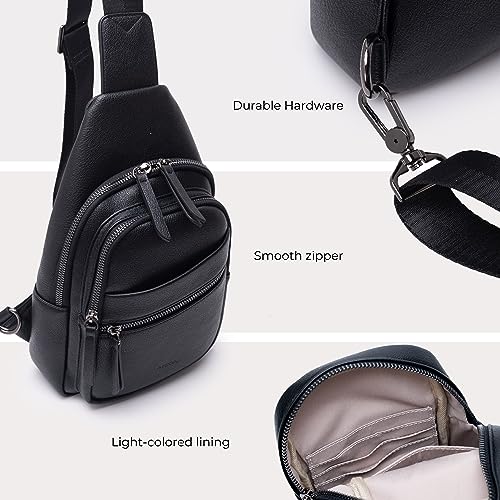 Alldaily Large Sling Bag for Women Crossbody Purse Leather Fashionable Trendy Chest Bag for Travel, Fanny Pack (Black) - color: Black
