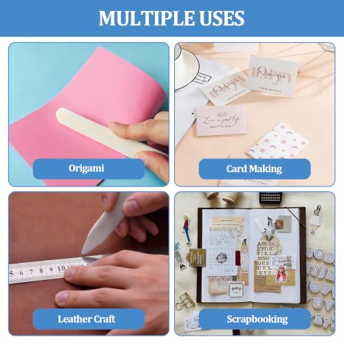 6 Pcs Bone Folder Tool Set for Scoring, Folding, Creasing & Burnishing Paper and Leather Crafts, Genuine Bone & Plastic Bookbinding Tools for Origami, Scrapbooking, Card Making and DIY Crafting