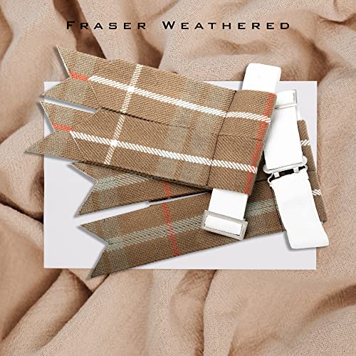 Kilt Flashes for Men with Heavy Buckle Adjusters, Plain & Tartan Kilt Sock Flashes. - color: Fraser Weathered 063flbu