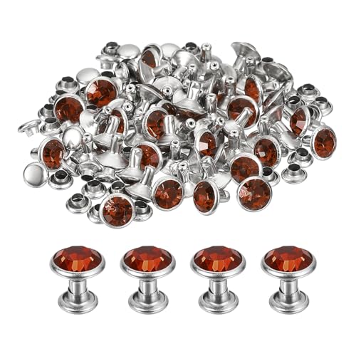 uxcell 60 Sets Rhinestone Rivets, 8mm Leather Rivets Crystal Rivets Stud Rapid Double Cap Rivets for DIY Leather Craft Fabric Clothes Belt Bags, Dark Purple - color: Dark Purple, size: 8mm
