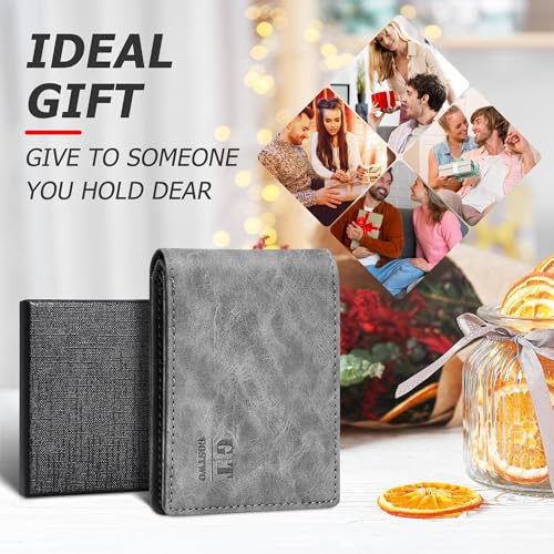 Gostwo RFID Blocking Bifold Wallet for Teen Boys & Men, Credit Card Holder - color: Grey Vintage