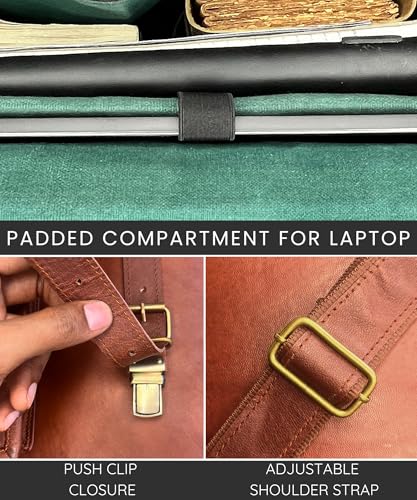Leather Messenger Bag for Men, 18" Laptop Briefcase, Vintage Satchel, Large - color: 18 Inches (Brown)