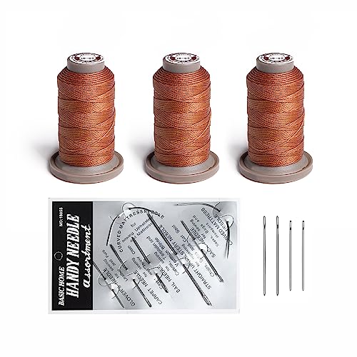 WUTA Waxed Thread Hand Sewing Needles Set Leather Stitching Supplies for Home Upholstery Leather Canvas Bags Sofa Furniture Canvas Repair and Sewing (Brown) - color: Brown