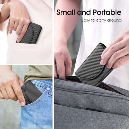 MaxGear Business Card Holder, PU Leather Business Card Case, Black Carbon | Pocket Name Card Holder Wallet for Purse, Portable Business Card Carrier with Magnetic Closure, Slim Stylish Men Women Gift - color: Black Carbon