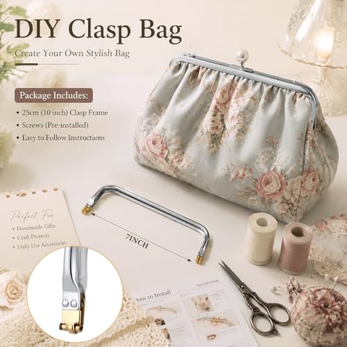 MorningRo 7 Inch 4 Pcs Metal Purse Frame | Rectangle Lock Frame Kiss Lock Clasp Purse Hardware Replacements for DIY Sewing Bag Clutch Crafts Making Supplies - size: 7 Inch