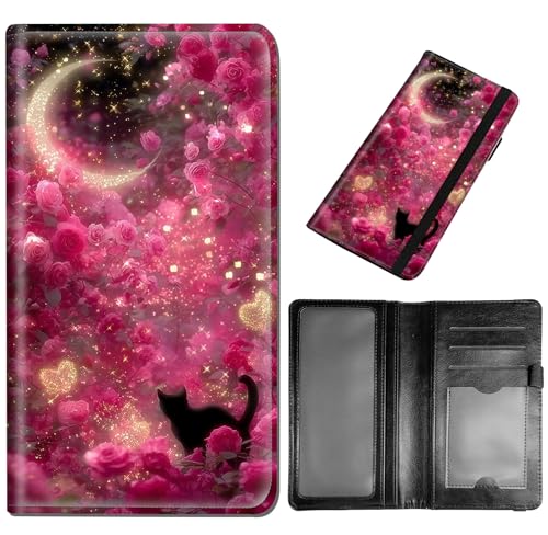 DEGDFSGR Checkbook Cover PU Leather Checkbook Covers for Women for Duplicate Checks, Check Book Covers with RFID Blocking Function for Personal Checkbook, Black Cat Pink Rose - color: Black Cat Pink Rose