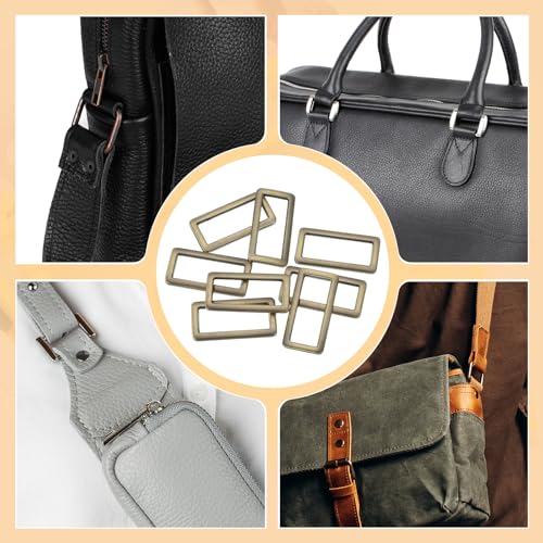 uxcell 8pcs Metal Flat Rectangle Ring, Rectangular Buckle Rings Square Strap Webbing Loop for Bag Belt Purse DIY - color: Brass, size: 39mm(1-1/2 inches)