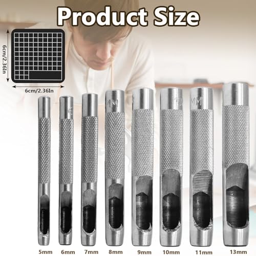 Murtenze Leather Hole Punch Set, 5mm-13mm, 10 Pcs - size: 5-13mm