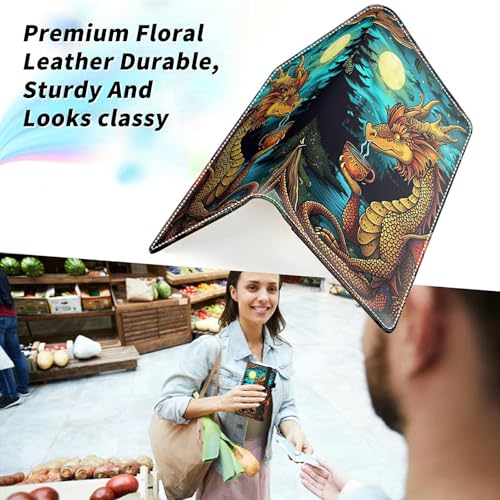 Check Book Cover for Personal Checkbook, Leather Business Checkbooks Plastic Insert Flap Card Holder Pen Hoop Holder with RFID Blocking Slim Wallet for Duplicate Checks Women Men, Baby Dragon - color: Baby Dragon