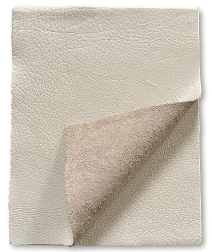 Natural Grain Cow Leather: 8.5'' x 11'' Pre Cut Leather Pieces (Off White, 1 Piece) - color: Off White, size: 1 Piece