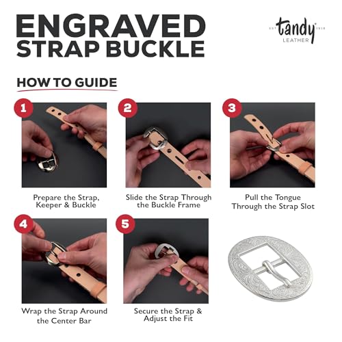 Tandy Leather Engraved Strap Buckle - Secure and Reliable Design Adds Classic Detail to Leather Craft Projects for Stylish Finish - Fits Belts, Guitar Straps, Bags, Harnesses - 3/4 Inch