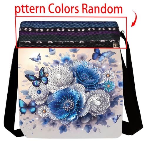 LSQFS 5D DIY Diamond Painting Crossbody Bag, PU Leather Butterfly Purse, Diamond Art Kits for Adults, Art Bag, Craft Kits for Adults Women, Creative Handmade Gift - color: Butterfly flowers 3