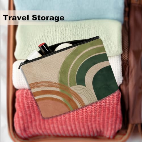Boho Makeup Bag，Bohemian Makup Pouch Cosmetic Bags for Women Auntie Gift - color: Double Rainbow Arch 985