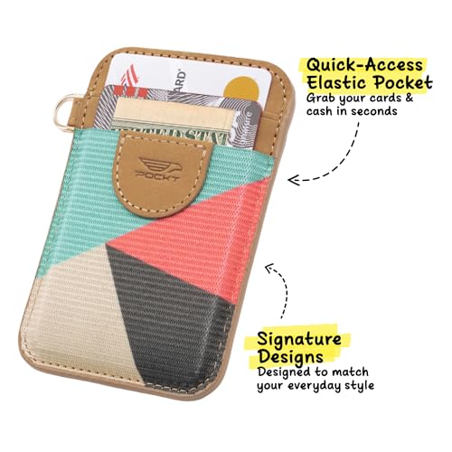 Elastic Card Holder Wallet for Women and Men, Genuine Leather Slim RFID Blocking Front Pocket Credit Card Holder, Cute Small Minimalist Wallet | Cross - color: Cross