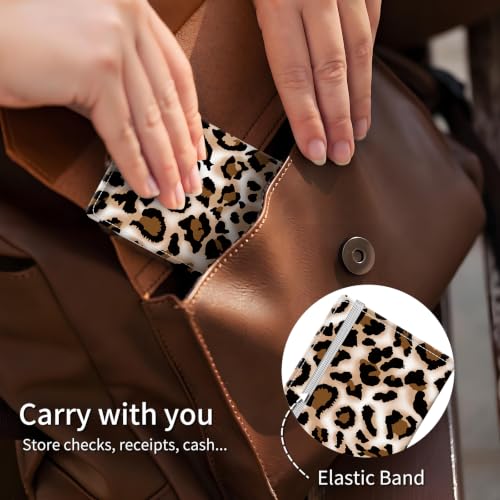 Checkbook Cover for Personal Checkbook, Cute Pu Leather Check Book for Women & Men, Slim Checkbook Holder with Pen Holder and Built-in Clear Plastic Divider, Snow Leopard - color: Snow Leopard