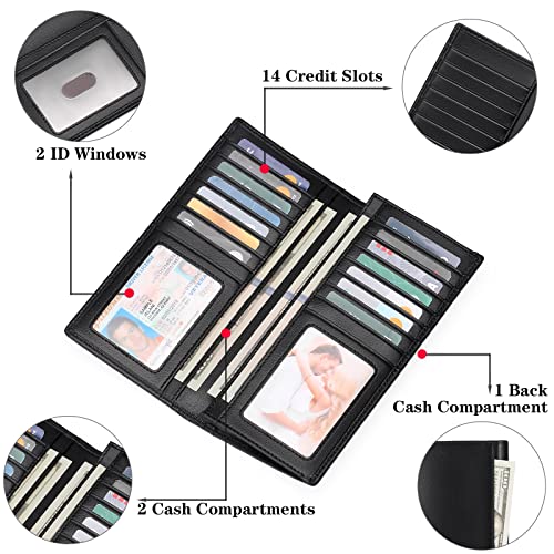FALAN MULE Wallets for Men Genuine Leather RFID Blocking Slim Mens Wallet Bifold Credit Card Holder for Men - color: Black
