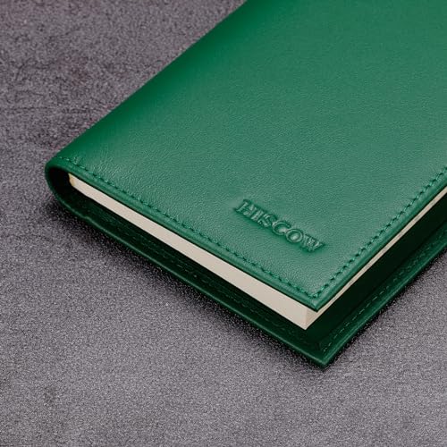 HISCOW Leather Checkbook Cover for Duplicate Checks with Pen Holder - color: Green
