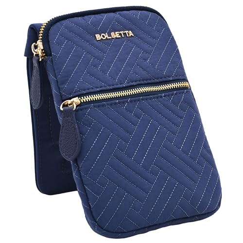 Magnetic Hip Pouch - RFID Blocking Pouch and Key Fob Protector - Zippered Pocket, Magnetic Snaplock Attachment - Lightweight Travel Wallet, Hip Bag for Concerts and Errands - Navy Quilt - color: Navy