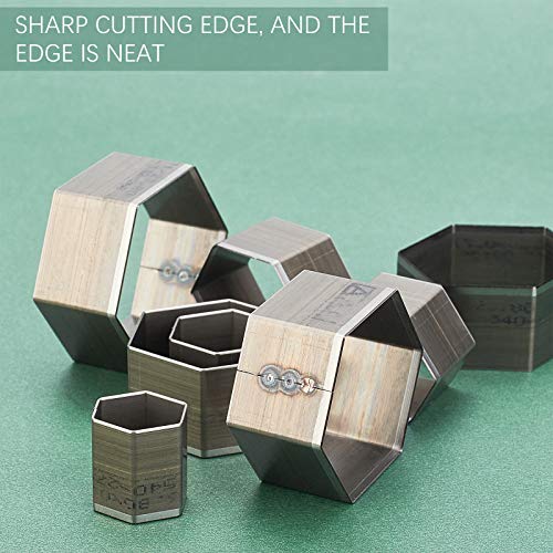 PH PandaHall 8 pcs High Carbon Steel One Hole Hollow Punch Cutter Set, 8 Sizes Hexagon Leather Die Cutter Tool Cutting Punching Die for Handmade DIY Leather Craft, Not Regular Hexagon - color: Hexagon, size: 8 Sizes (20-55mm)