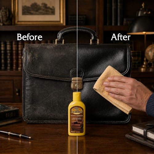 MR. LEATHER Cleaner & Conditioner, Restores & Protects All Leather, 8 oz | Made with Natural Oils, Hydrating & Water-Repelling Cream, Ideal for Leather Furniture, Sofa, Auto Interior, Shoes & Bags - size: 8 Fl Oz (Pack of 1)