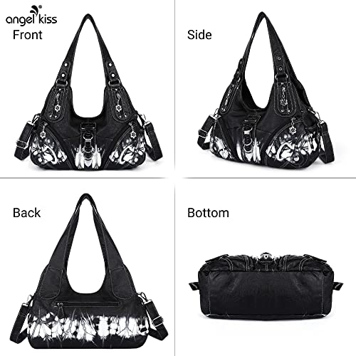 Angelkiss Hobo Purses and handbags for Women Satchel Handbag Women Purses Large Daily Shoulder Bags - color: Z-black