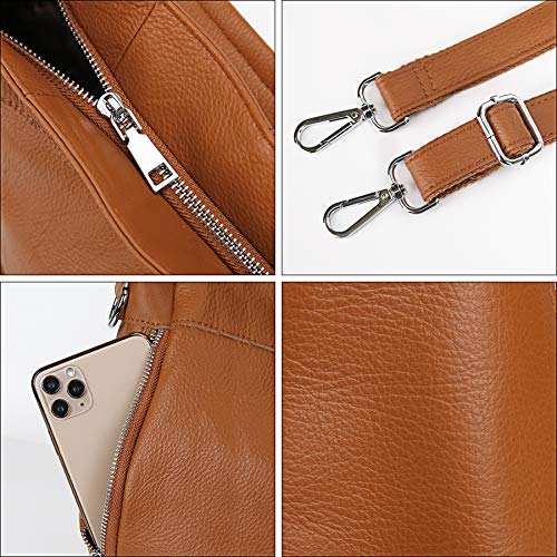 YALUXE Women's Real Leather Shoulder Bags Hobo Handbags Purse Crossbody Bag - color: Z2 Brown