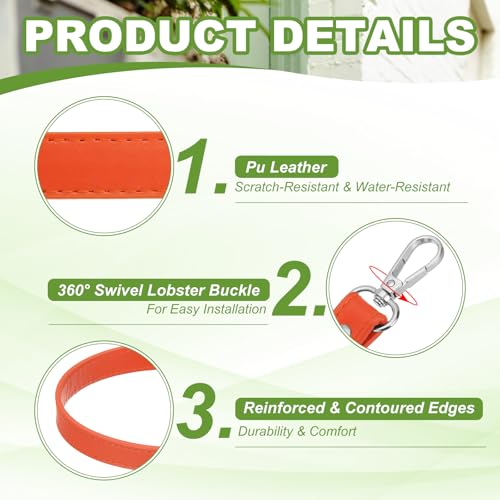 YELARXI Leather Purse Strap Replacement PU Short Bag Handles with Silver Lobster Buckles, 13 Inch Length Fit for Handbags Shoulder Bag Accessories - Rectangle (2Pack, Orange) - color: Orange/Silver, size: 13 inches