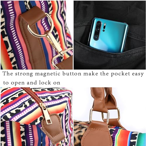Weekender Bag Duffle Bag For Women Large Travel Tote Bag Overnight Weekend Bags With Shoulder Strap Cow Leopard Atzec… - color: Serape Leopard