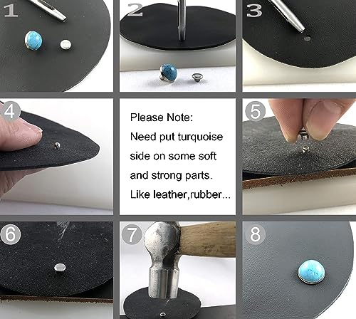 240 Sets Blue Turquoise Rapid Rivets Studs Tandy Belt for Leather Craft