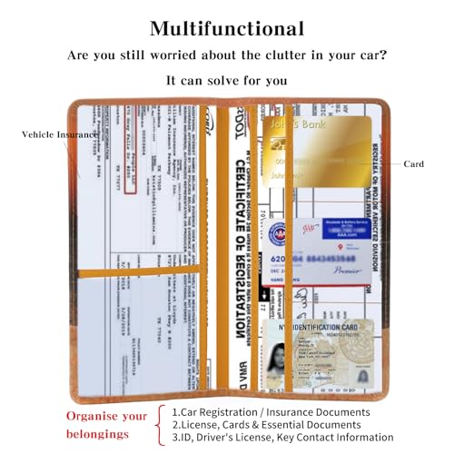 Leather Car Registration and Insurance Card Holder, Car Document Holder for Cards License with Magnetic Shut(Orange) - color: Orange