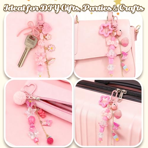 Ecoofor 249Pcs Keychain Making Kit for Kids & Adults – Includes 15 Keychain Clips, 16.4 Feet Chains, 100 Charms, Beading Accessories, Jewelry Pliers – DIY Bag Charms & Jewelry Craft Kit Supplies - color: Gold-249Pcs Kit