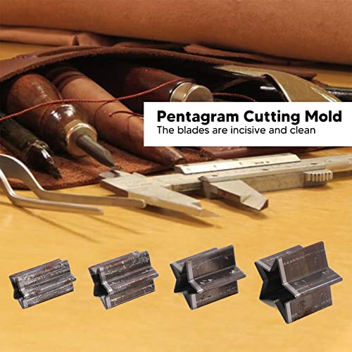 Garosa Leather Punching Die Set, Leather Cutting Dies 4 Pcs Star Shape Alloy Steel One Hole Hollow Cutter Punch Tool with Storage Box for Cutting Punching