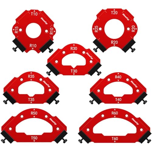 Router Corner Radius Template Router Radius Jig Router Corner Jig Aluminum Alloy Corner Routing Guide Set R10 R15 R20 R25 R30 R35 R40 R50 R60 T10 T20 T30 T35 T40 T50 T60 Use with Router Table - color: 7PCS