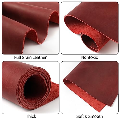 RingSun 10''X10'' Red Leather Sheets for Crafts (3mm), Full Grain Leather Tooling Leather - color: Red, size: 10''X10''