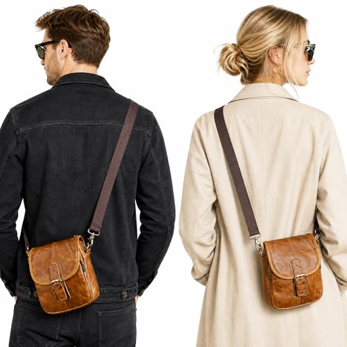 Water Resistant Canvas + Leather Hiking Riding Travel Fanny Waist Pack Small Phone Pouch For Men Women FB811-29 (1168 Brown) - color: 1168-Brown