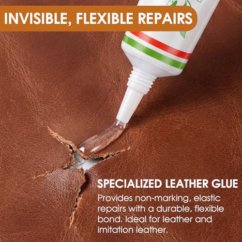 Leather Glue, 60g High Strength Special Leather Adhesive Clear Flexible Craft Repair Waterproof for Sofas, Car Seats, Purses (1 Pack)