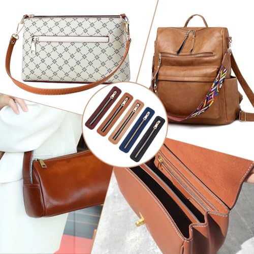 WADORN 5 Colors PU Leather Zipper 7 Inch/18cm Durable Leather Zipper Frame | Handmade Sewing Zippers with Pre-Cut Holes, DIY Crochet Purse Bag Zippers for DIY Bag Clothing Backpack Sewing Repair