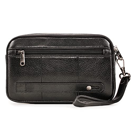 Leather Clutch Purse Wallet Men Wrist Bag - color: #01black