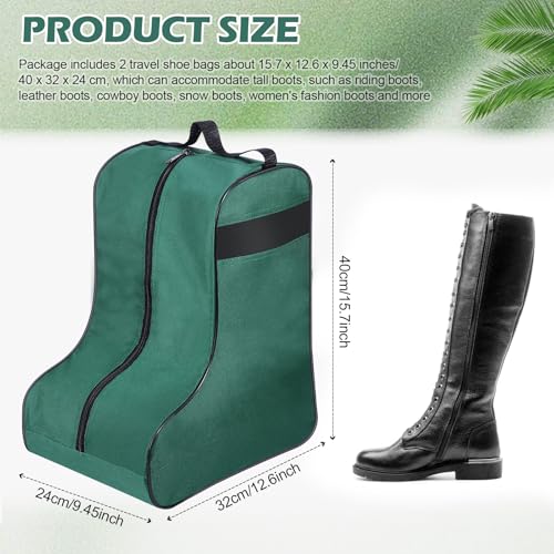 1 Pc Boot Bags for Cowboy Boots Portable Storage Bag for Travel Long Tube Shoes Bags Men Tall Shoe with Handle for Home (Dark Green) - color: Dark Green