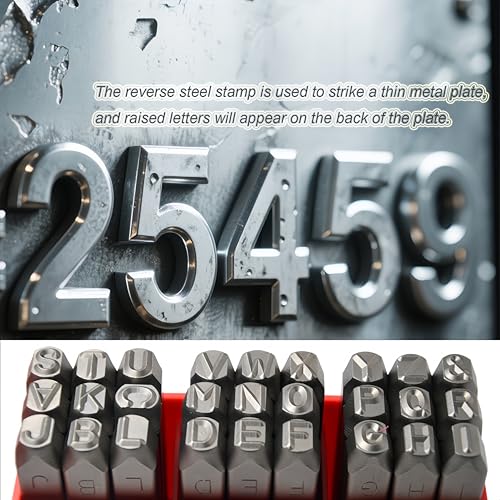 27pcs Heavy Duty Steel Stamp Uppercase Reverse Letters 5/64 2mm Hand Stamping Character Mark Code Alphabet Punch Kit for Bracelet Ring Jewelry Sheet Metal Plate Making Mold Die - size: 2mm Letter Reverse Punch