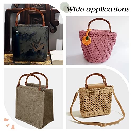 SUPERFINDINGS 2Pcs D-Shaped Wood Bag Handle Purses Handles Replacement Rattan Woven Wood Bag Handles Coconut Brown Wooden Handbag Replacements 11.5x18.5cm for Handcrafted Handbag DIY Accessories