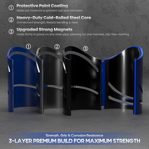 Metal Pipe Cutting Guide Kit, Pipe Cutting Guide Tool, Pipe Saddle Template Cutting Guide, High-Precision Cross｜Saddle Cuts at 22.5°, 45°, 90°, 3 Pack Size 1-7/8", 2-3/8", 2-7/8" - color: 3 Pieces in 3 Sizes