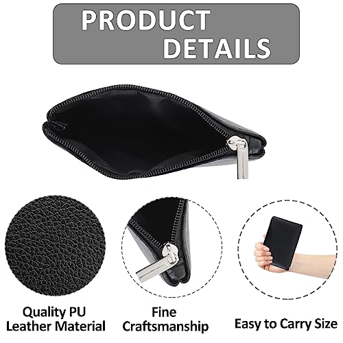 simarro Black Coin Purse, Leather Zipper Change Purse | Portable Coin Wallet Mini Change Holder for Women Coin Pocket for Women Credit Card Folded Bills ID Key Headset Lipstick - color: Black