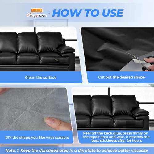 Kangshoon Self-Adhesive Leather Repair Patch, Vinyl Repair Kits for Couch | Glossy, Self-adhesive, quick repair, strong stick, large size, couch repair patch, furniture repair tape, cut to size - color: Glossy Coffee, size: 3.5X79 Inch
