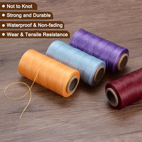 Uxcell 150D 0.8mm Flat Waxed Thread, 284 Yards, Polyester, Light Brown, 1 Roll - color: Light Brown
