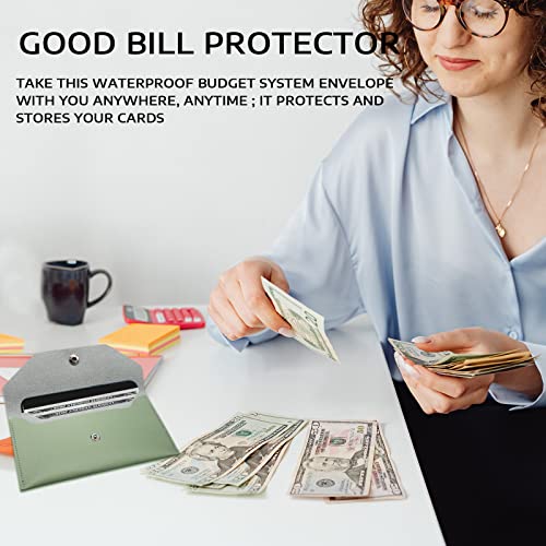 BLMHTWO Cash Wallets for Women, Reusable Envelopes for Cash Leather Cash Envelope Wallet Men and Women Cash Wallet Envelope for Budgeting Cash Check Billing （Green） - color: green