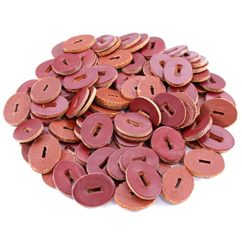 Cowhide Leather Handle Washers - Oval Shape - (1.30 x 1.00 x .125) - (Chestnut) - USA Made - (for Knife Making & Hobby) - (100 Pack) - color: (Chestnut)(100 Pack)